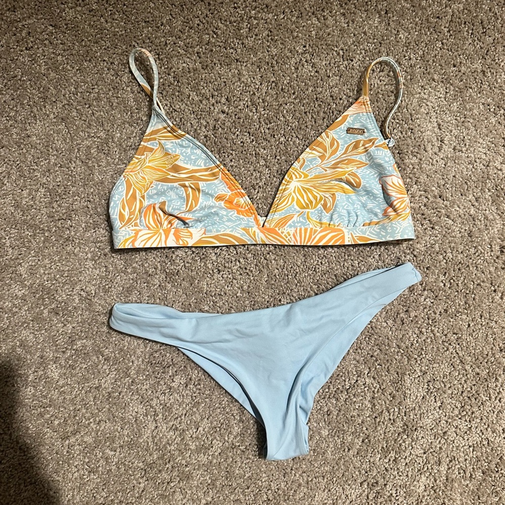 Roxy Blue and coral Floral Bikini